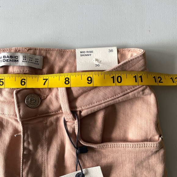 1399‎ NWT Zara Mid Rise Skinny Jeans Orange Peach Size 04 - Picture 5 of 7